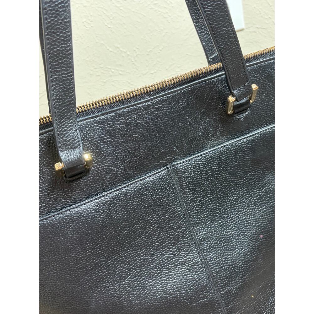 Nordstrom Black Leather Shoulder Bag Classic Neutral Minimalist Top Handle Purse - Picture 8 of 11